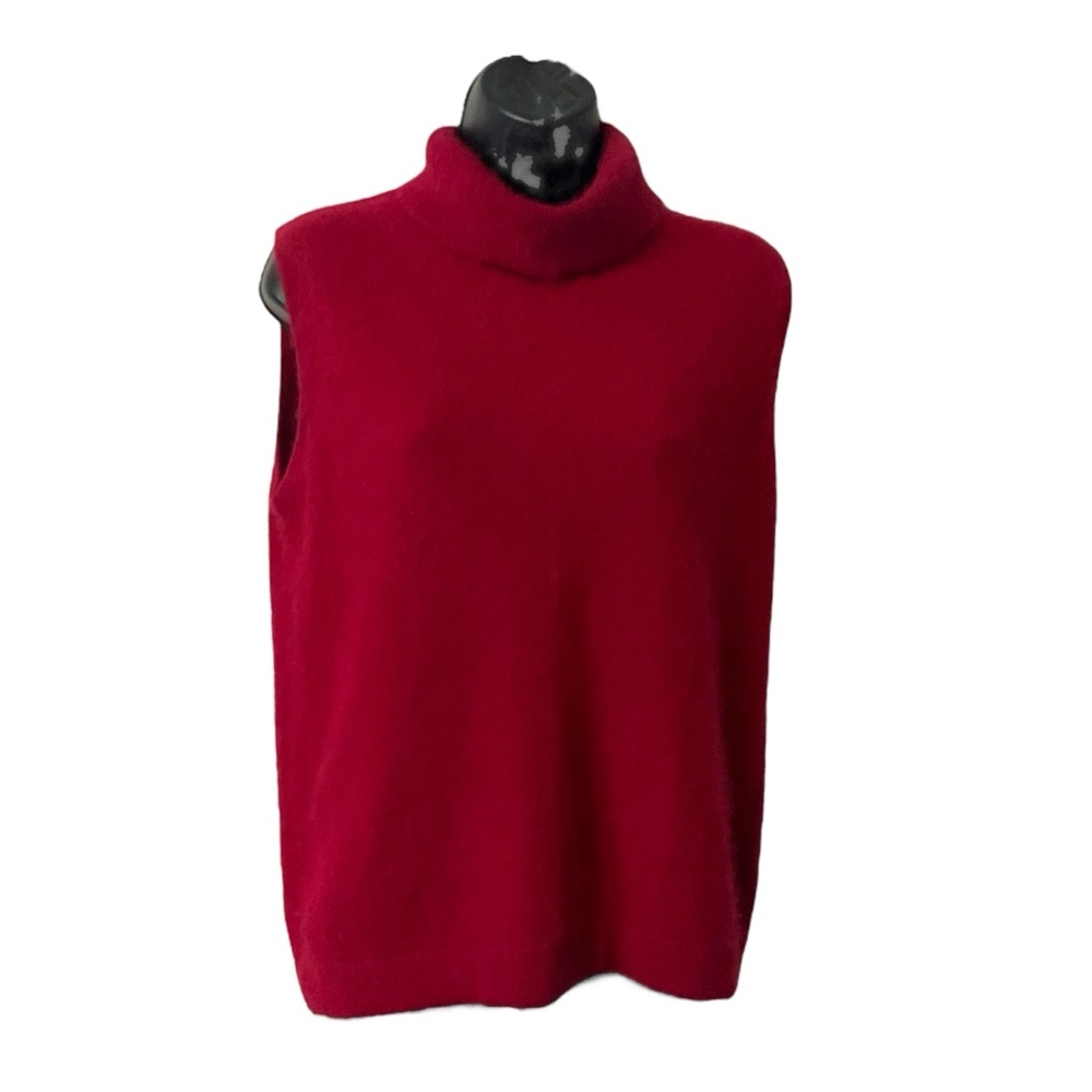 Nygard Collection Red Angora Turtleneck Sweater M Women Sleeveless Retro Career
